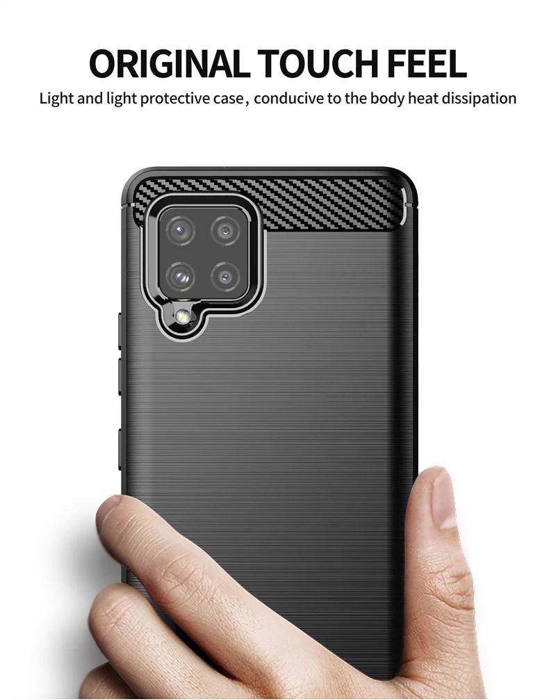เคส Samsung Galaxy A42 5G #เคสคาร์บอนไฟเบอร์ ผิวขัดแปรง Brushered TPU Back Case