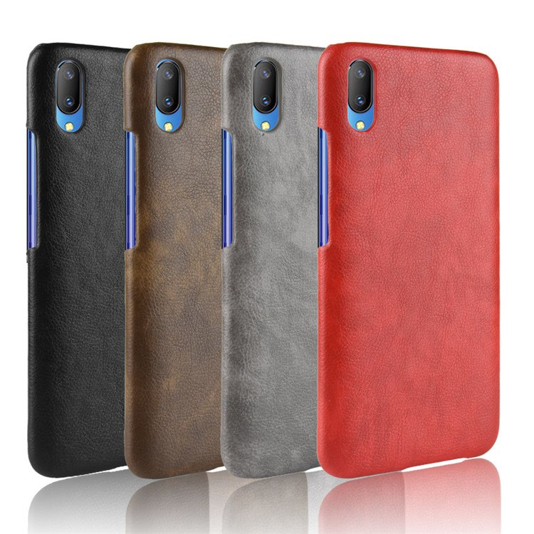 Case vivo V11 / V11 Pro #เคสฝาหลังพลาสติกแข็งเคลือบหนัง PU ผิวลิ้นจี่สีสันสวยงามทันสมัย