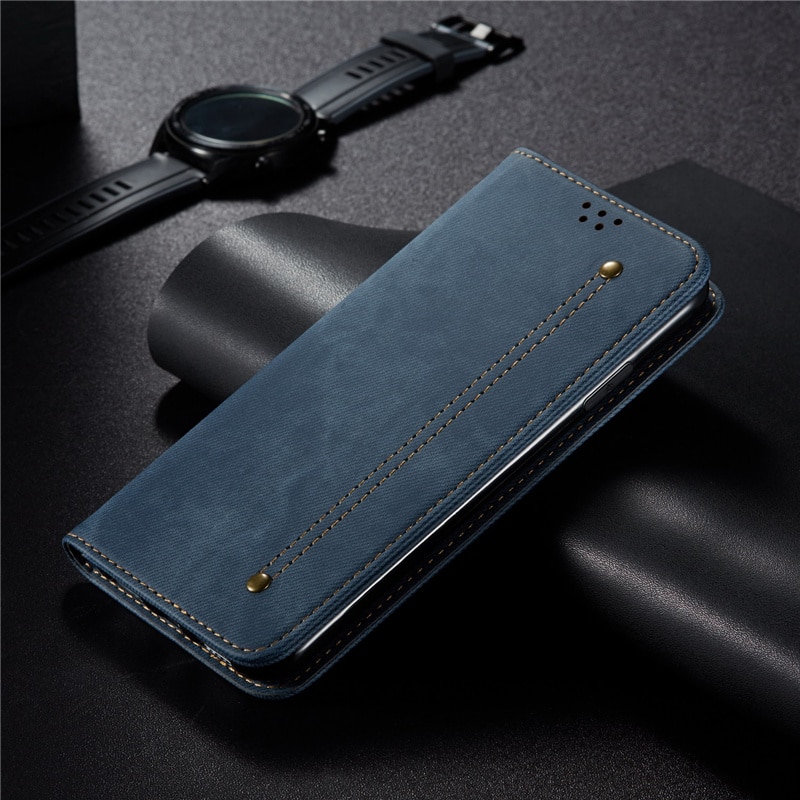 Case OPPO Reno 2F #เคสฝาพับสไตล์ย้อนยุคผิวผ้ายีนส์แบบกระเป๋าสตางค์