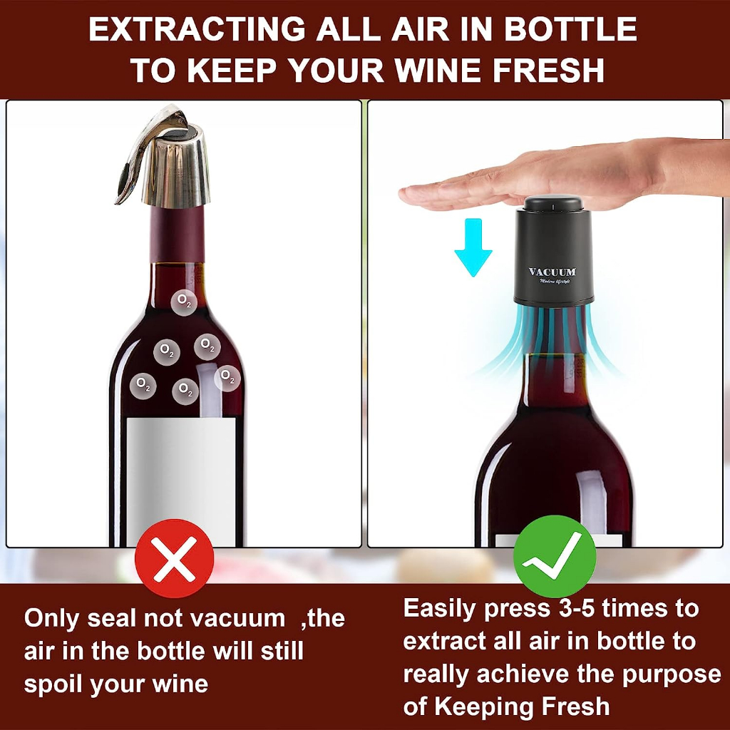 (Sunwuun) Wine Bottle Stoppers Vacuum Sealer 2 Pack จุกขวดไวน์ จุกไวน์สูญญากาศ แบบใช้ซ้ำได้