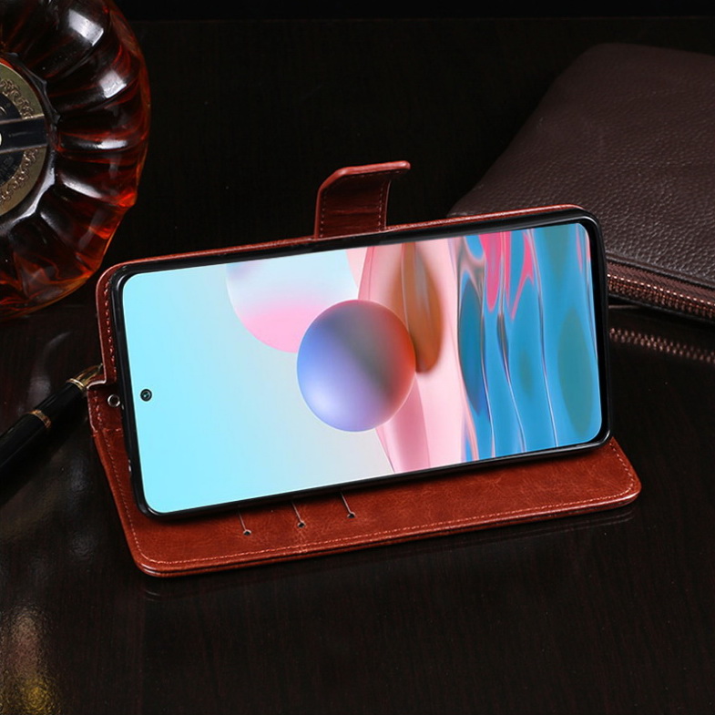เคส Redmi Note 10 4G #เคสฝาพับแบบกระเป๋าสตางค์หนัง PU ผิวหนังม้า Crazy Horse