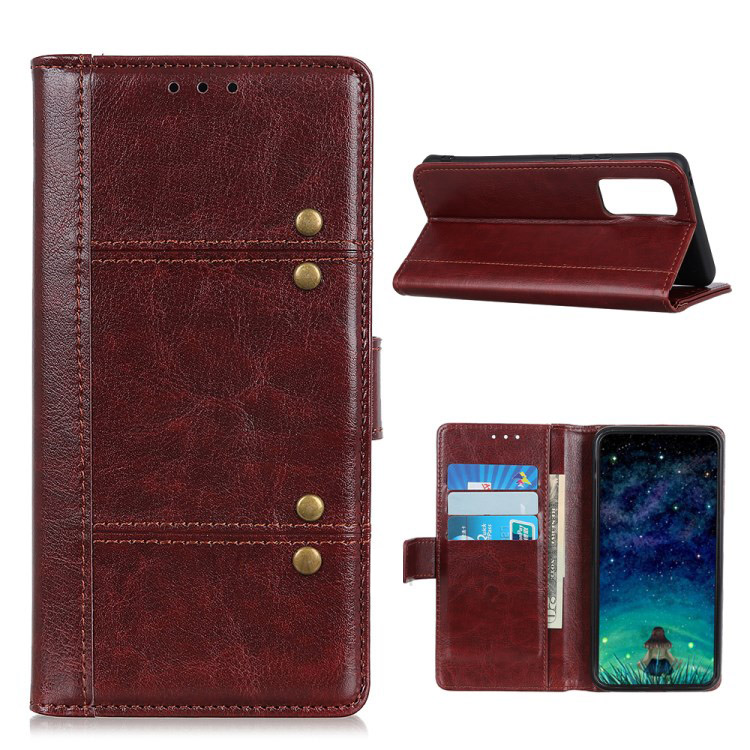 เคส Xiaomi Mi 10T Pro#เคสฝาพับหนัง PU ผิวหนังม้า Rivet Decor Crazy Horse Texture