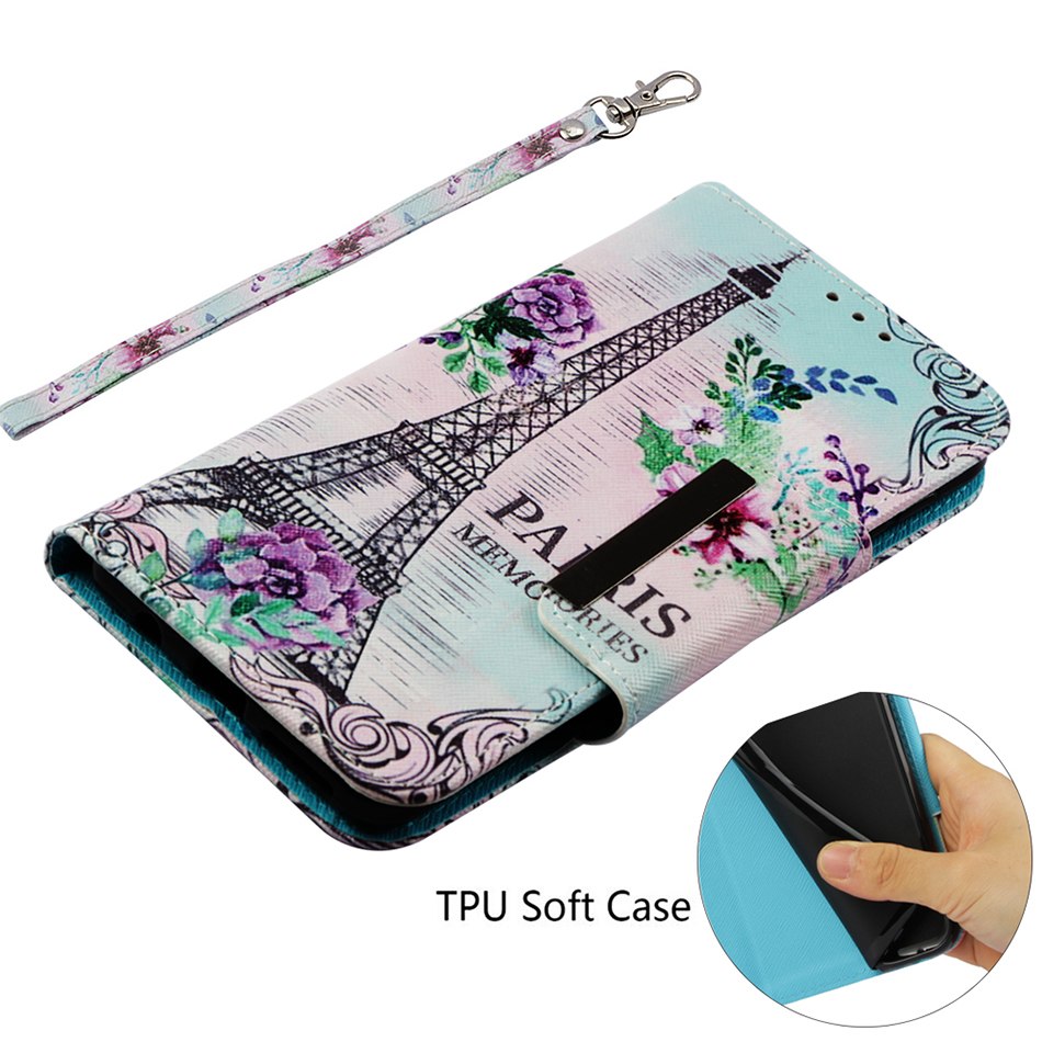 Case Samsung Galaxy A7 (2018) #เคสฝาพับหนัง PU พิมพ์ลายแบบกระเป๋าสตางค์ Pattern Printing Cross Texture Leather