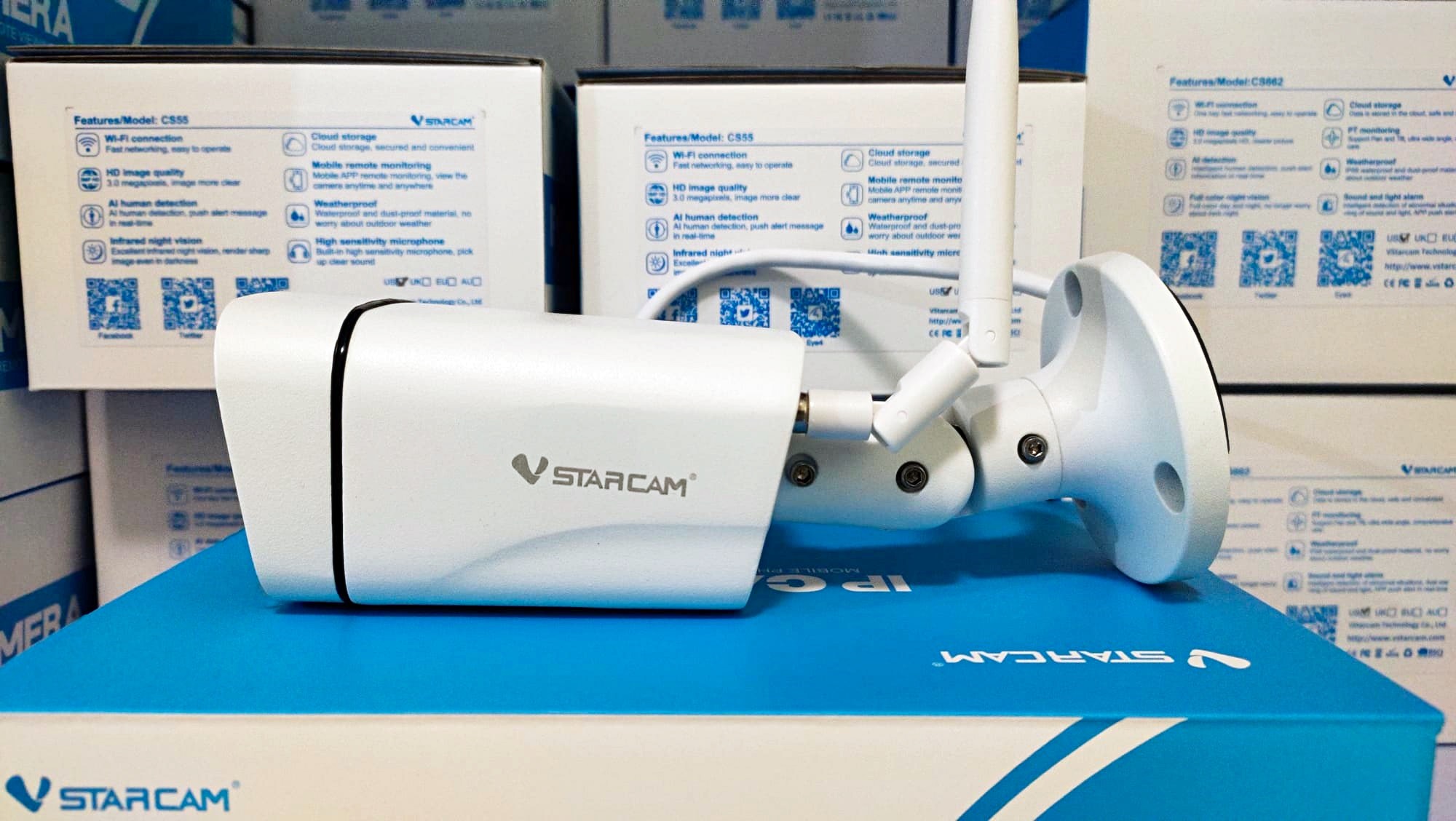 Vstarcam Vstarcamกล้องวงจรปิดกล้องใช้ภายนอก รุ่นCS58 ความละเอียด3ล้านพิกเซล มีAIสัญญาณเตือนภัย กล้องมีไวไฟในตัว สามารถพูดโต้ตอบได้ ขาว