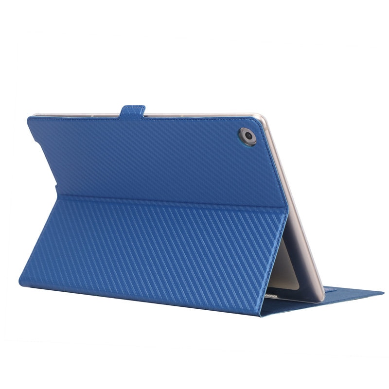 Case Huawei MediaPad M5 Pro 10.8 นิ้ว #เคสฝาพับลาย Carbon Fiber Texture Magnetic Leather Shell มีช่องใส่การ์ด