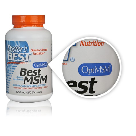 Doctor's Best® MSM with OptiMSM, The World's Purest MSM 1,000mg 180 Capsules บำรุงข้อต่อและเอ็น เพื่อผมผิวเล็บแข็งแรง