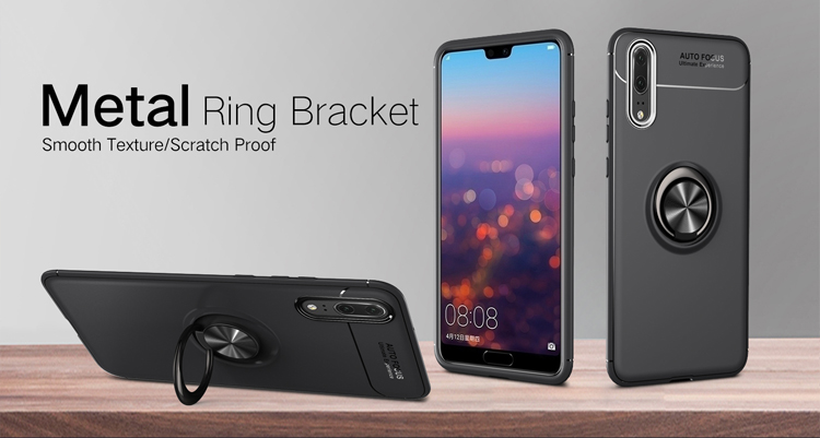 Case Huawei P20 Pro #เคสฝาหลัง TPU Finger Ring Kickstand (แผ่นโลหะแม่เหล็ก)