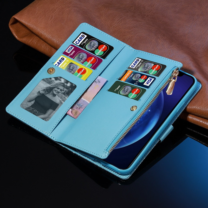 เคส Samsung Galaxy A13 4G#เคสฝาพับแบบกระเป๋าสตางค์ช่องใส่บัตรหลายช่อง Bling Glitter Case Multi-slot Wallet Zippered Leather พร้อมสายคล้อง
