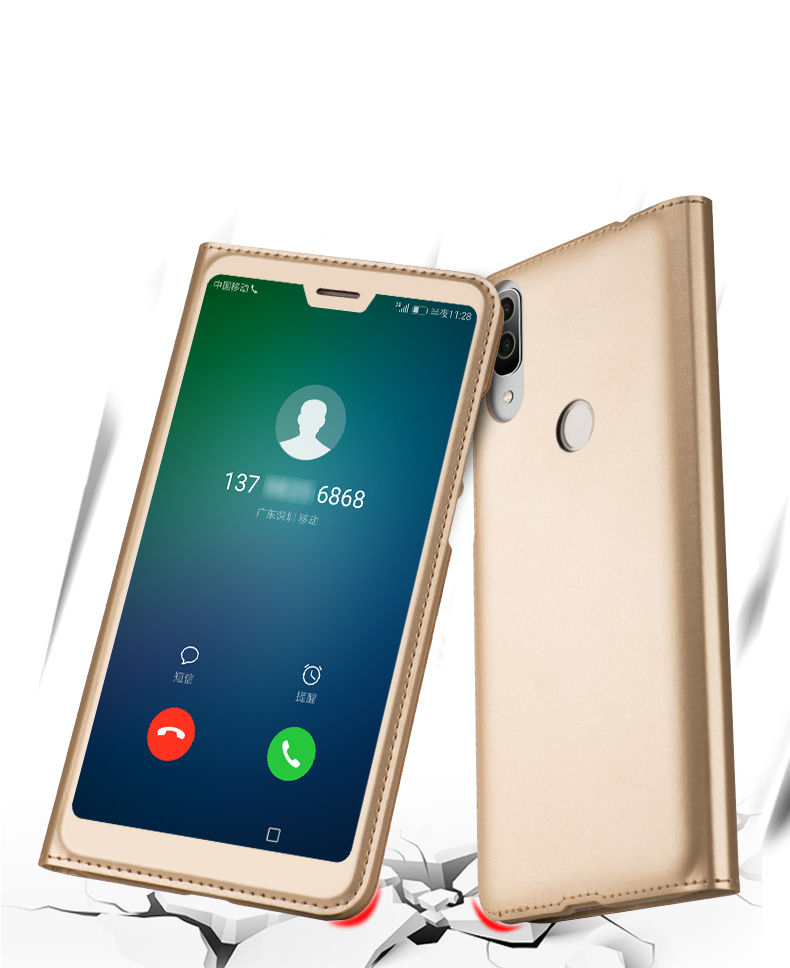 Case Huawei P20 Lite / Nova 3e #เคสฝาพับหนัง PU ปกช่องวิว Window View Leather Flip Case
