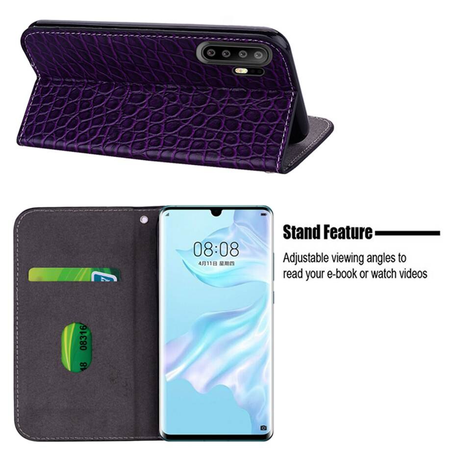 Case Huawei P30 Pro #เคสฝาพับหนัง PU ลายหนังจระเข้ Crocquile Texture Glittery Sequins Splicing มีช่องใส่การ์ด