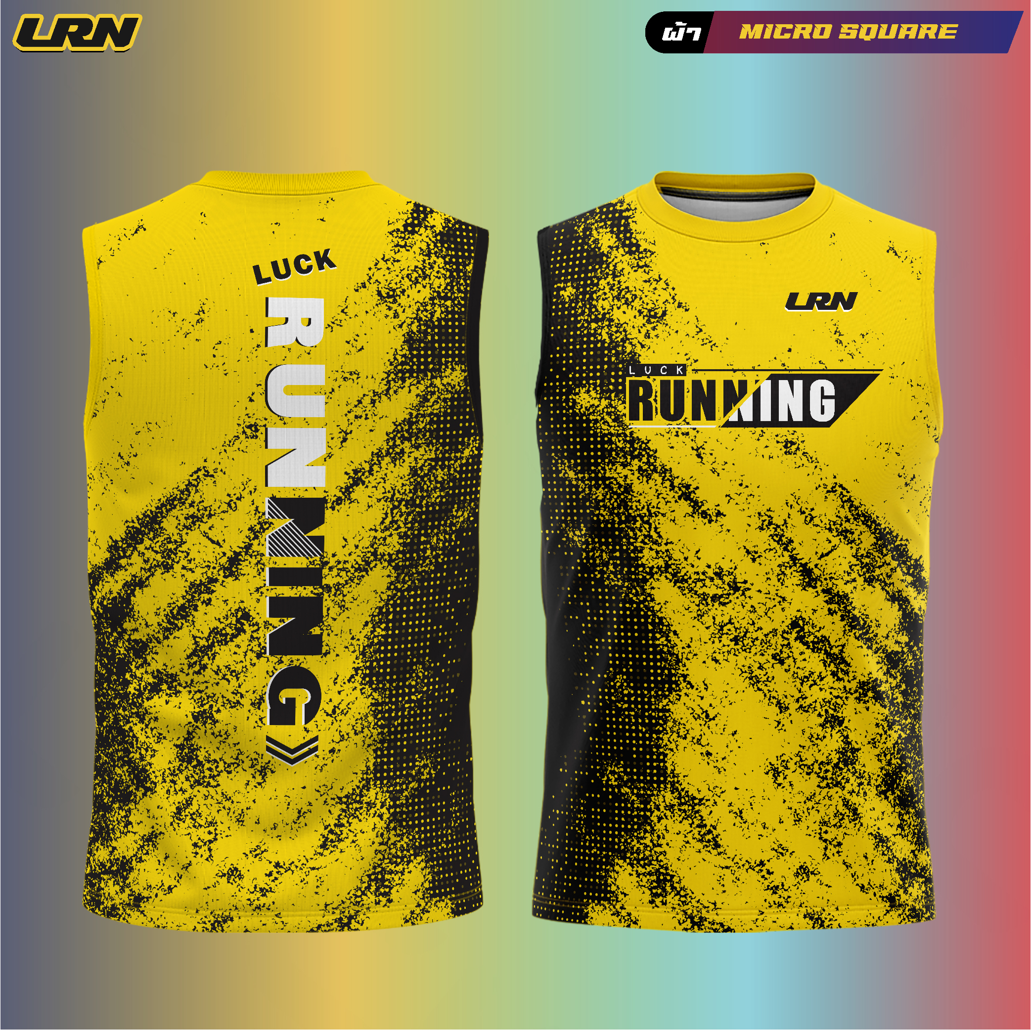เสื้อวิ่งพิมพ์ลาย LRN เนื้อผ้า Micro square สำหรับวิ่งมาราธอน (MS08_1)
