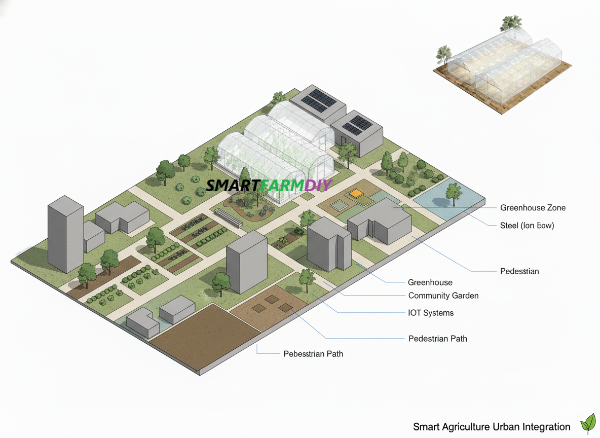 รับออกแบบผังฟาร์มโรงเรือนปลูกพืช แบบ City Future Farming (AI Generative Farming#23)