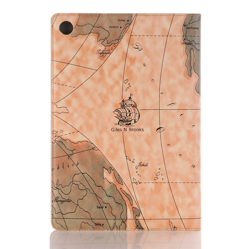 เคส Huawei MediaPad M5 Pro 10.8 นิ้ว #เคสฝาพับหนัง PU พิมพ์รูปแบบแผนที่ Map Pattern Stand Wallet Leather