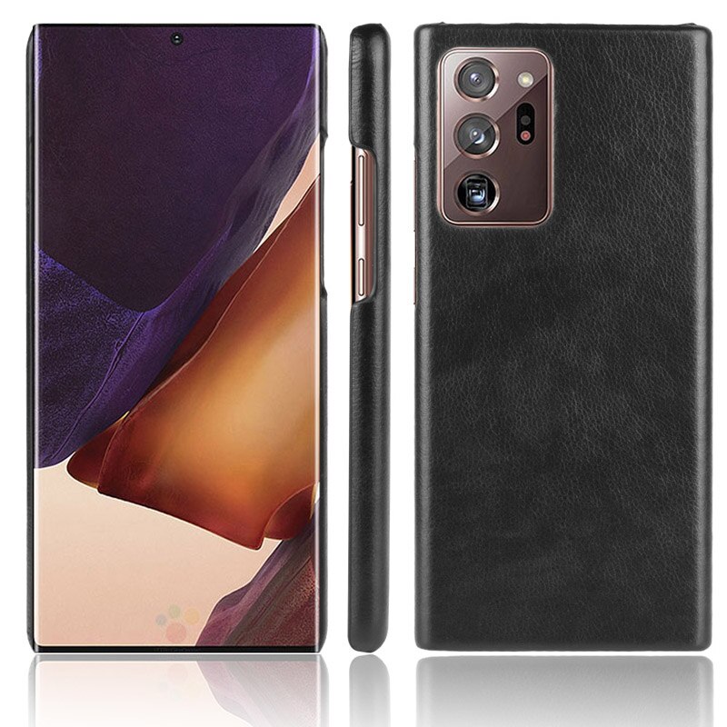 Case Samsung Galaxy Note 20 Ultra / Note 20 Ultra 5G #เคสฝาหลังพลาสติกแข็งเคลือบหนัง PU ลายผิวลิ้นจี่ Litchi Skin Leather Coated