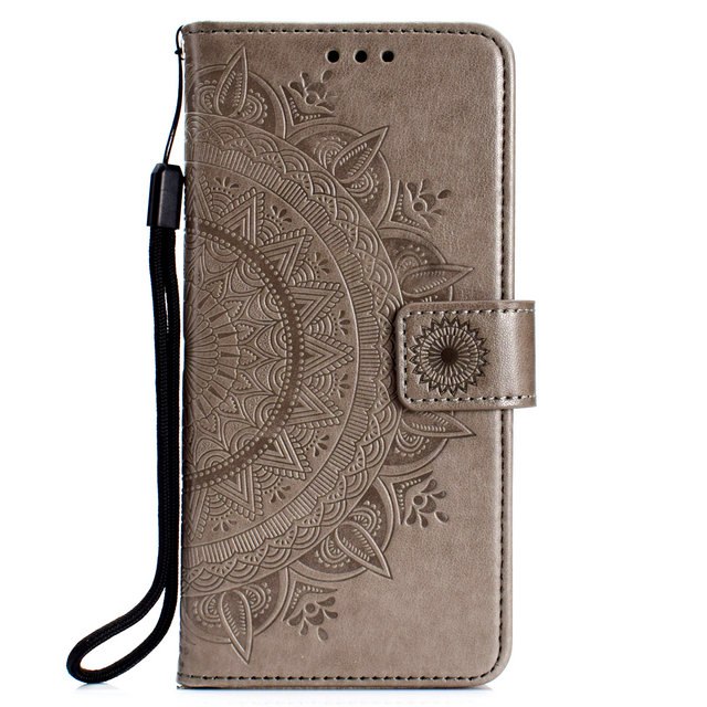 Case Samsung Galaxy A7 (2018) A750 #เคสฝาพับหนัง PU ปั้มลาย Imprint Mandala Flower