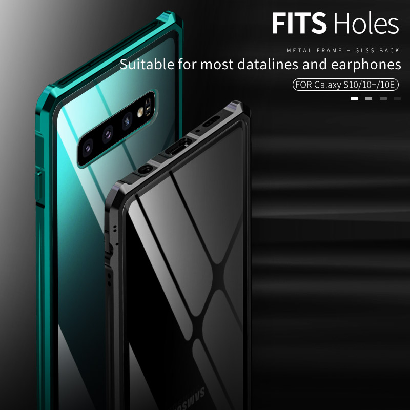 Case Samsung Galaxy S10 ฝาหลัง #เคสกรอบโลหะ + กระจกด้านหลัง Metal Frame + Glass Back Phone Cover