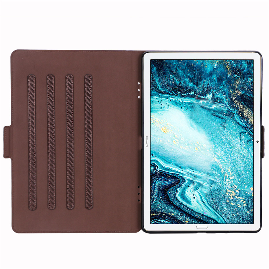 Case Huawei MediaPad M6 10.8-inch #เคสแบบฝาพับลาย Carbon Fiber Texture Magnetic Leather Shell มีช่องใส่การ์ด