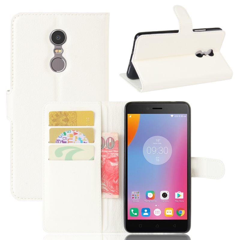 Case Lenovo K6 Note สไตล์กระเป๋าสตางค์หนัง PU ลิ้นจี่ มีช่องเสียบบัตร สีสันสวยงามทันสมัย