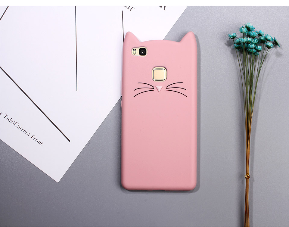 Case Huawei P9 Lite เคสฝาหลัง3D Moustache Cat Soft Silicone Protective Cover