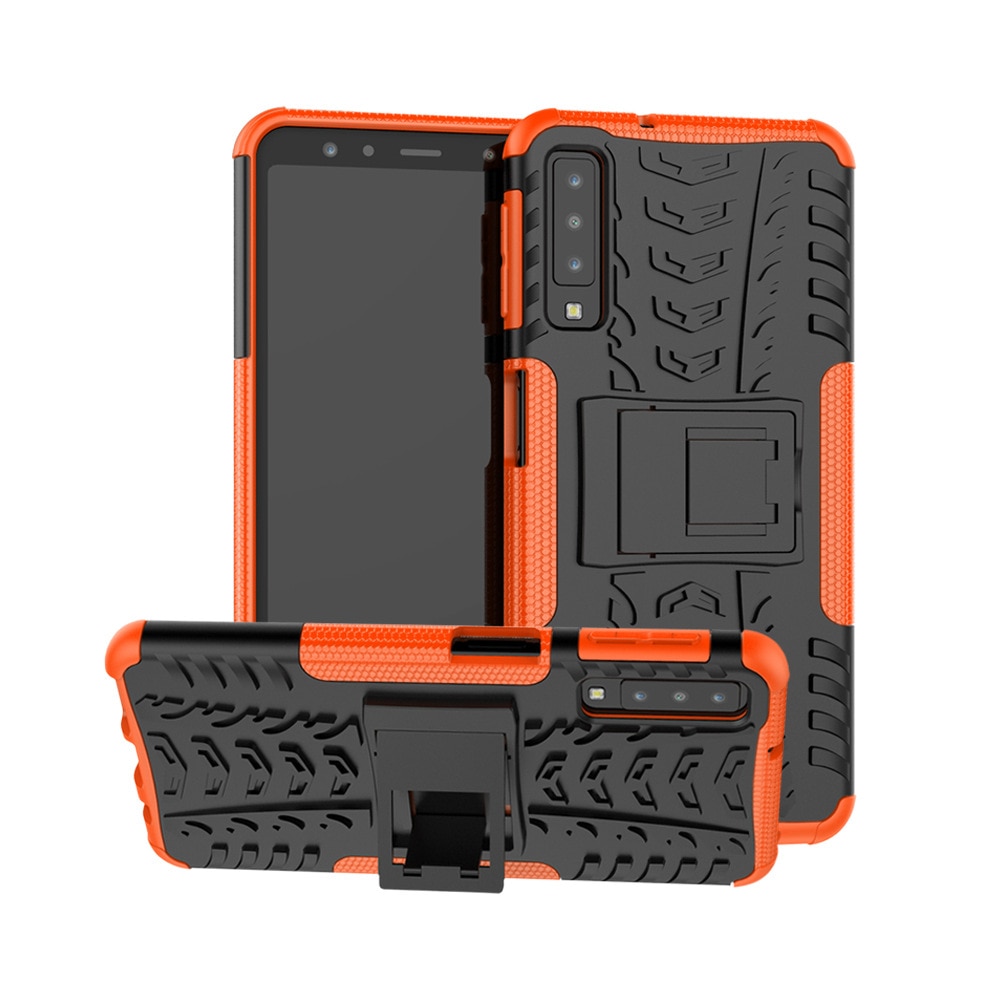 Case Samsung Galaxy A7 (2018) A750 #เคสฝาหลังกันลื่น Cool Tyre Pattern Kickstand (PC + TPU)