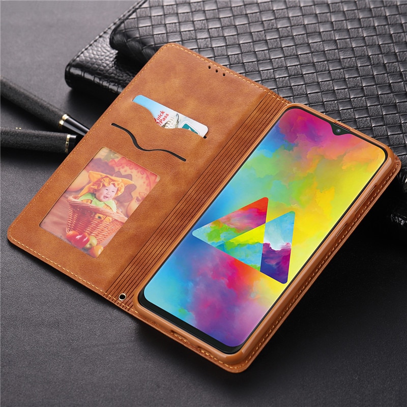 Case Samsung Galaxy S10+ #เคสฝาพับ AZNS สไตล์ย้อนหนัง PU มีช่องเสียบการ์ด