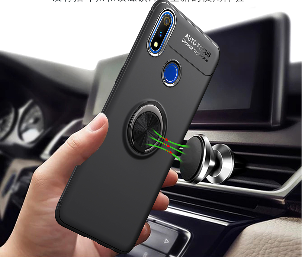 Case Realme 3 Pro #เคสฝาหลัง TPU Finger Ring Kickstand (แผ่นโลหะแบบ Built-in)