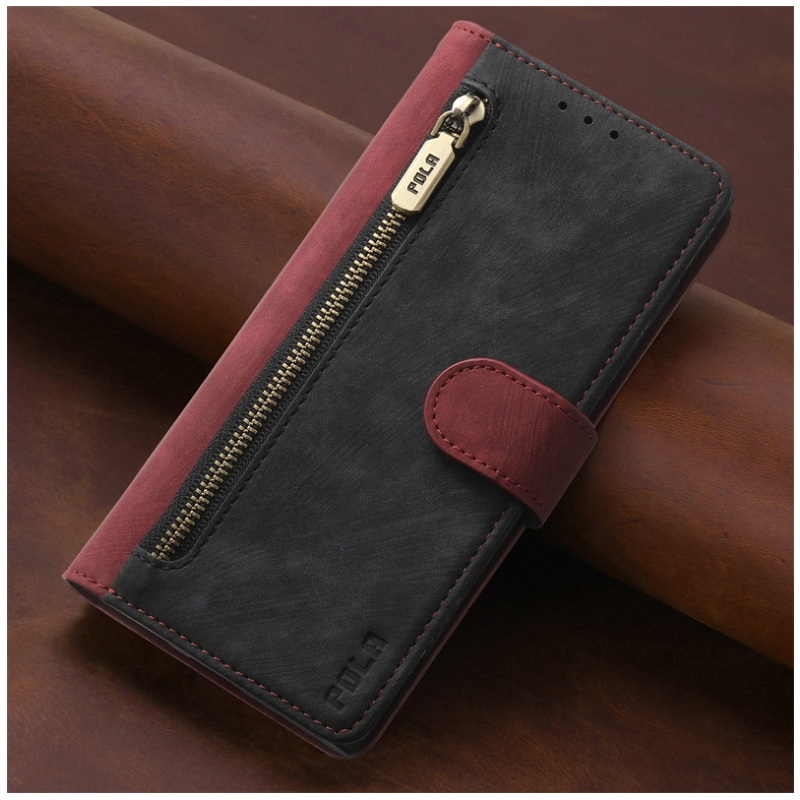 เคส OPPO Reno 8 5G #เคสฝาพับหนัง PU 2 สี มีช่องใส่บัตร ช่องซิป ปิดแม่เหล็ก Zipper Pocket Stand Flip Cover with Strap