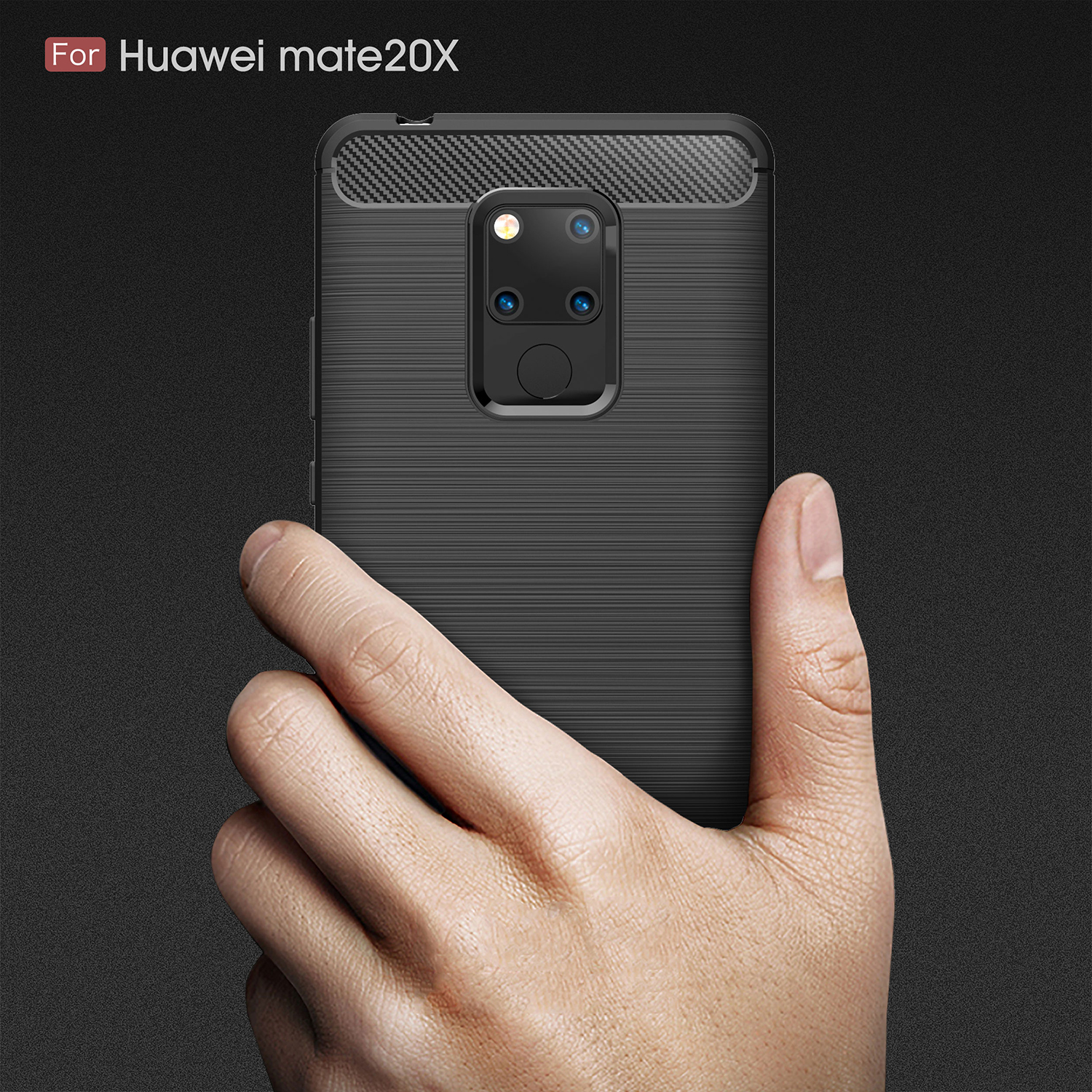 เคส Huawei Mate 20 X #เคสฝาหลัง TPU นิ่มคาร์บอนไฟเบอร์ผิวแบบขัดแปรง