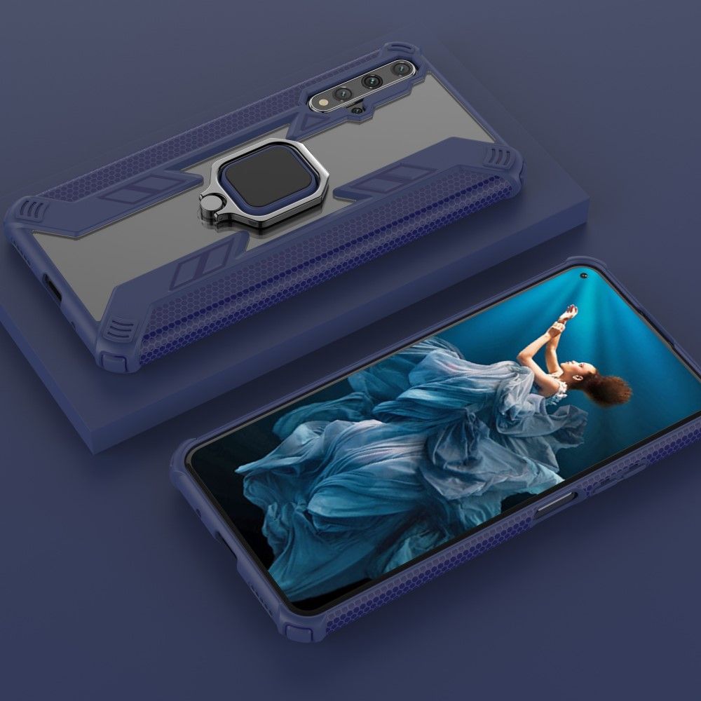 Case Huawei Nova 5T #เคสฝาหลังพลาสติกแข็ง +TPU Hybrid Case มีแหวนสวมนิ้วโลหะ
