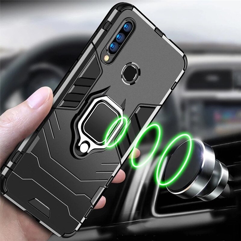 Case Xiaomi Mi 11 Lite #เคสฝาหลังพลาสติกแข็ง +TPU Hybrid Case มีแหวนสวมนิ้วโลหะ