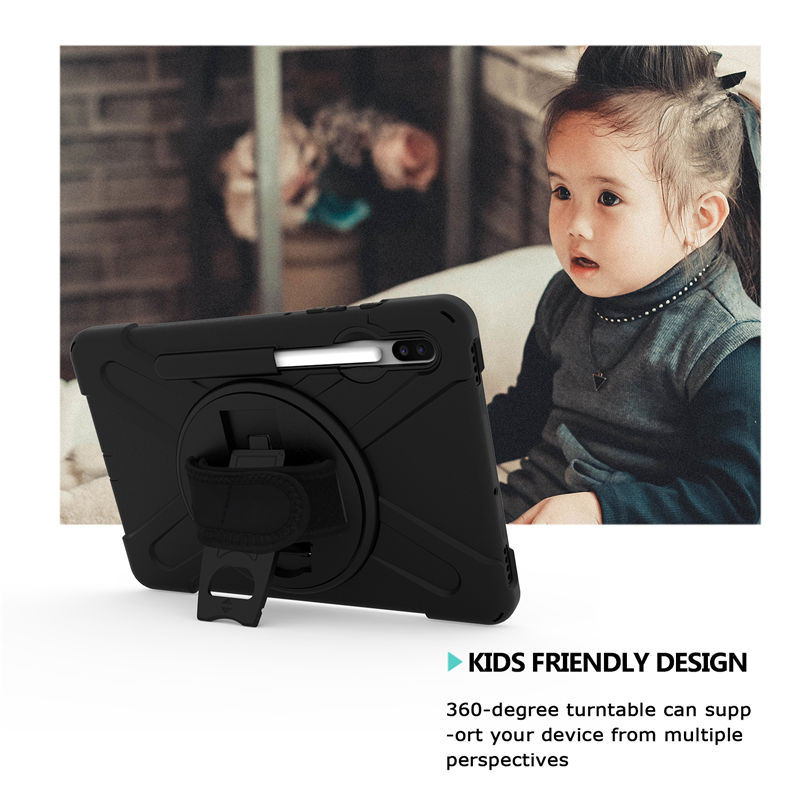 เคส Samsung Galaxy Tab S7 11นิ้ว T870 T875 #เคสฝาหลังกันกระแทก X-Shape 360 Degree Rotary Kickstand PC + Silicone มีสายคล้องมือ มีสายสะพายคล้องไหล่