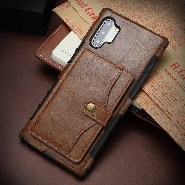 Case Samsung Galaxy Note 10+ #เคสแบบฝาหลัง TPU เคลือบหนัง PU มีที่เก็บบัตร PU Leather Coated TPU Card Holder