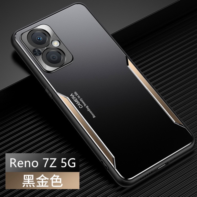 Case OPPO Reno 7z 5G #เคสฝาหลังไฮบริด Metal +TPU Shockproof metal back plate Phone Back Cover