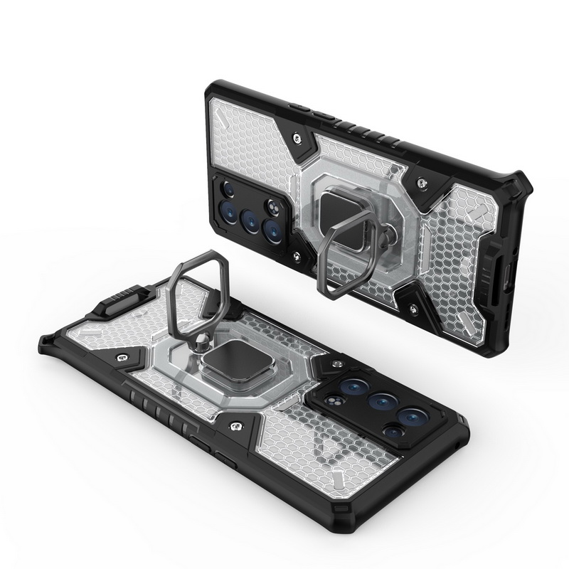 เคส OPPO Reno 6 Pro 5G #เคสฝาหลังกันกระแทกมีแหวนสวมนิ้ว Hybrid Hard PC Soft TPU Bumper Protective Case with 360 Rotation Kickstand