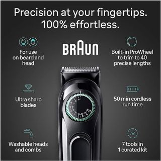 Braun® All In One Trimmer Kit 7 in 1 Model AlO3470 เครื่องตัดแต่งหนวดเครา เส้นผม และขน