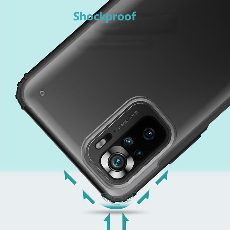 เคส Redmi Note 10S#เคสฝาหลังโปร่งแสงสีขุ่นขอบทึบ +TPU Hybrid Case
