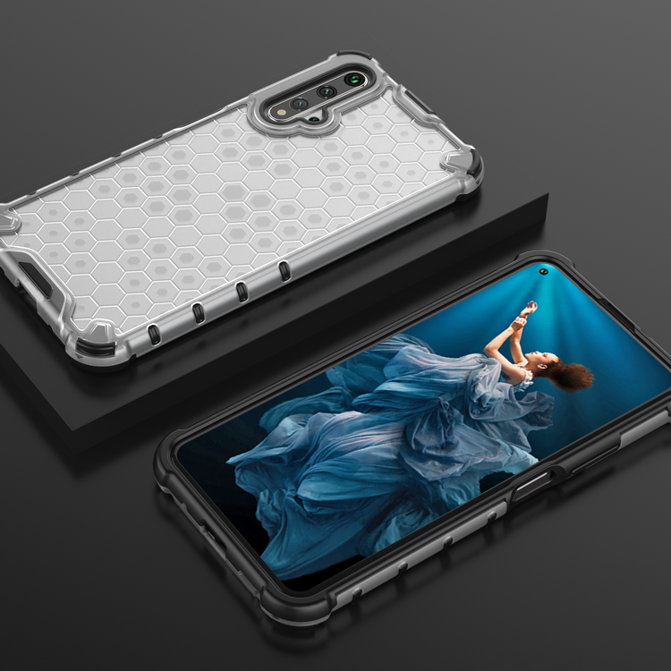 Case Huawei Nova 5T #เคสฝาหลังกันกระแทก Honeycomb Shock Absorber TPU + PC + Silicone Hybrid