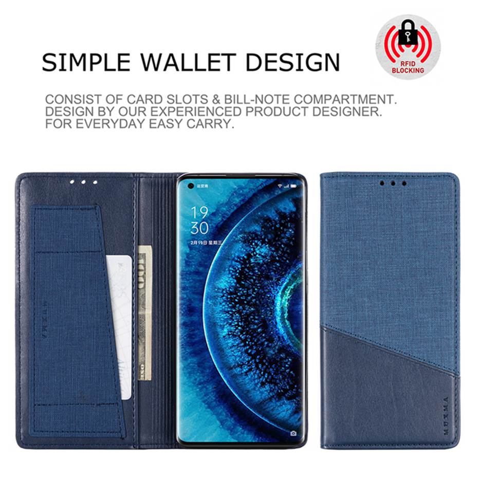เคส OPPO A15 #เคสฝาพับ MUXMA หนัง PU ออกแบบสีทูโทนมีช่องเสียบบัตร PU Leather Magnetic Wallet