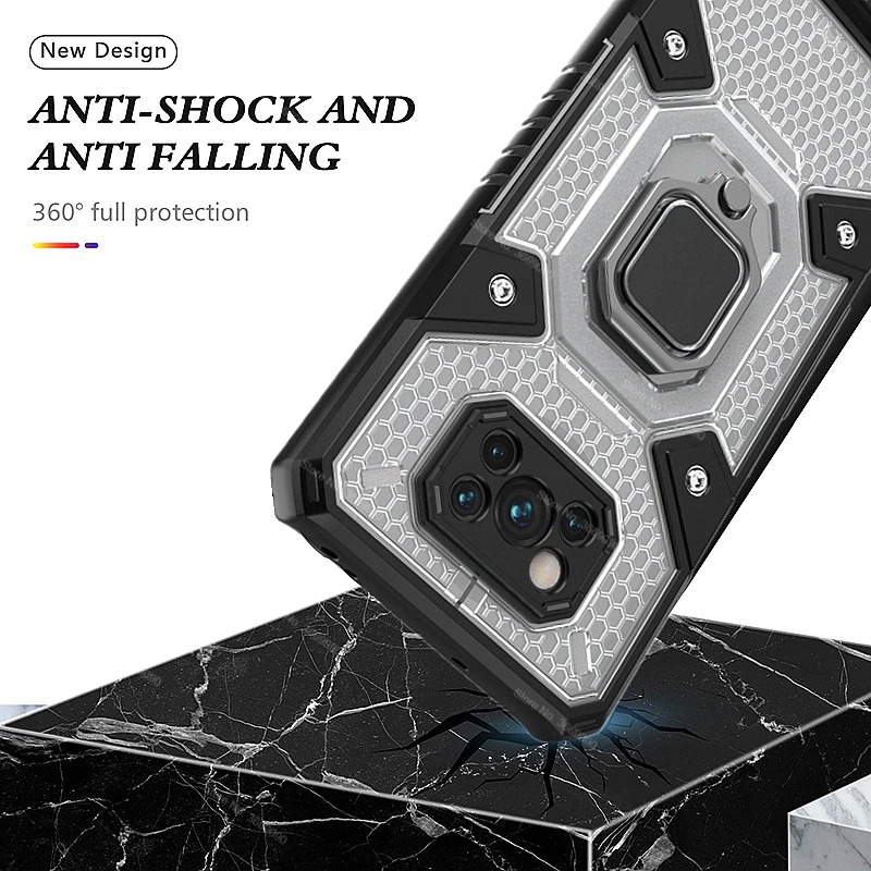 Case Redmi Note 10 4G #เคสฝาหลังกันกระแทกมีแหวนสวมนิ้ว Hybrid Hard PC Soft TPU Bumper Protective Case with 360 Rotation Kickstand