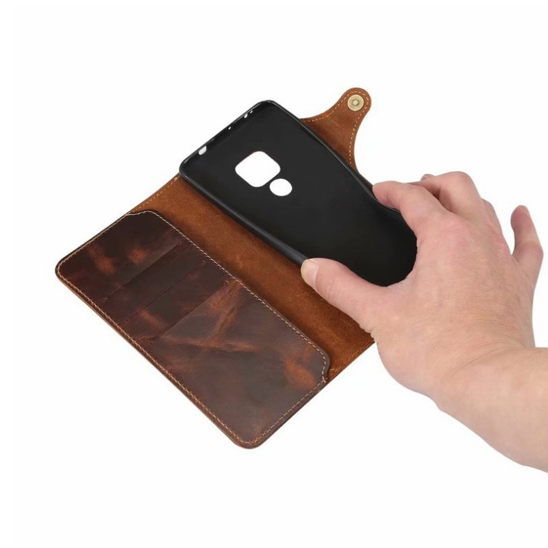 เคส Huawei Mate 20#เคสฝาพับหนังแท้พร้อมสายคล้อง Genuine Wallet Leather Phone Cover with Lanyard