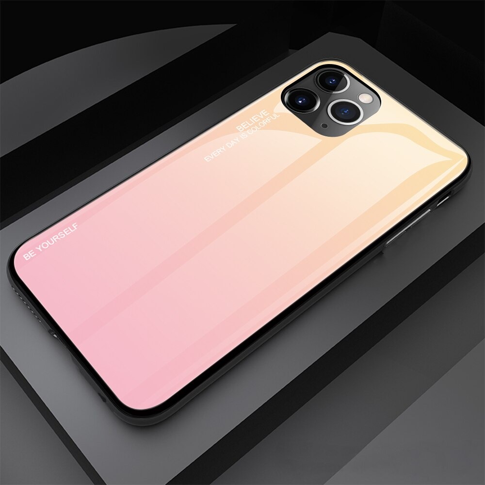 เคส iPhone 13 Pro #เคสฝาหลัง Gradient Color Glass + PC + TPU Hybrid Case