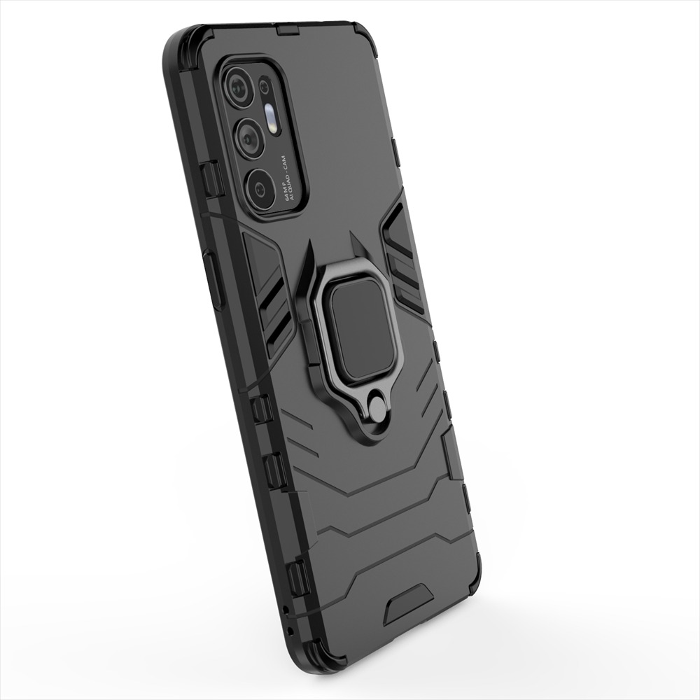Case OPPO Reno 6Z 5G#เคสฝาหลังพลาสติกแข็ง +TPU Hybrid Case มีแหวนสวมนิ้วโลหะ