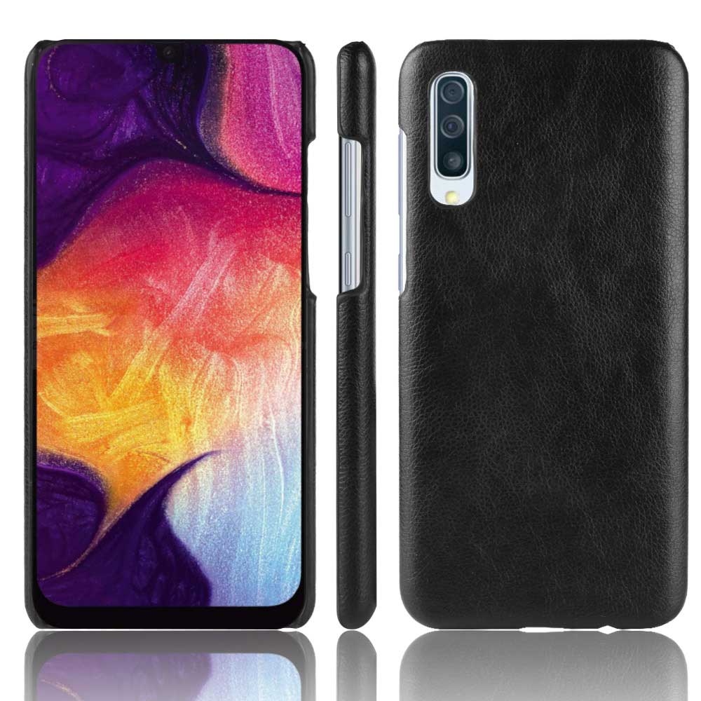 เคส Samsung Galaxy A70 #เคสฝาหลังพลาสติกแข็งเคลือบหนัง PU ลายผิวลิ้นจี่ Litchi Skin Leather Coated