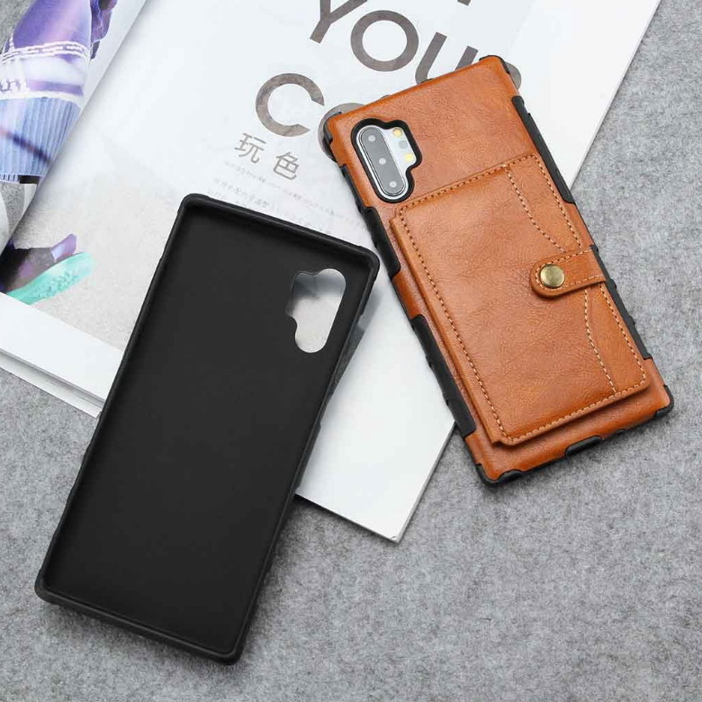 Case Samsung Galaxy Note 10+ #เคสแบบฝาหลัง TPU เคลือบหนัง PU มีที่เก็บบัตร PU Leather Coated TPU Card Holder