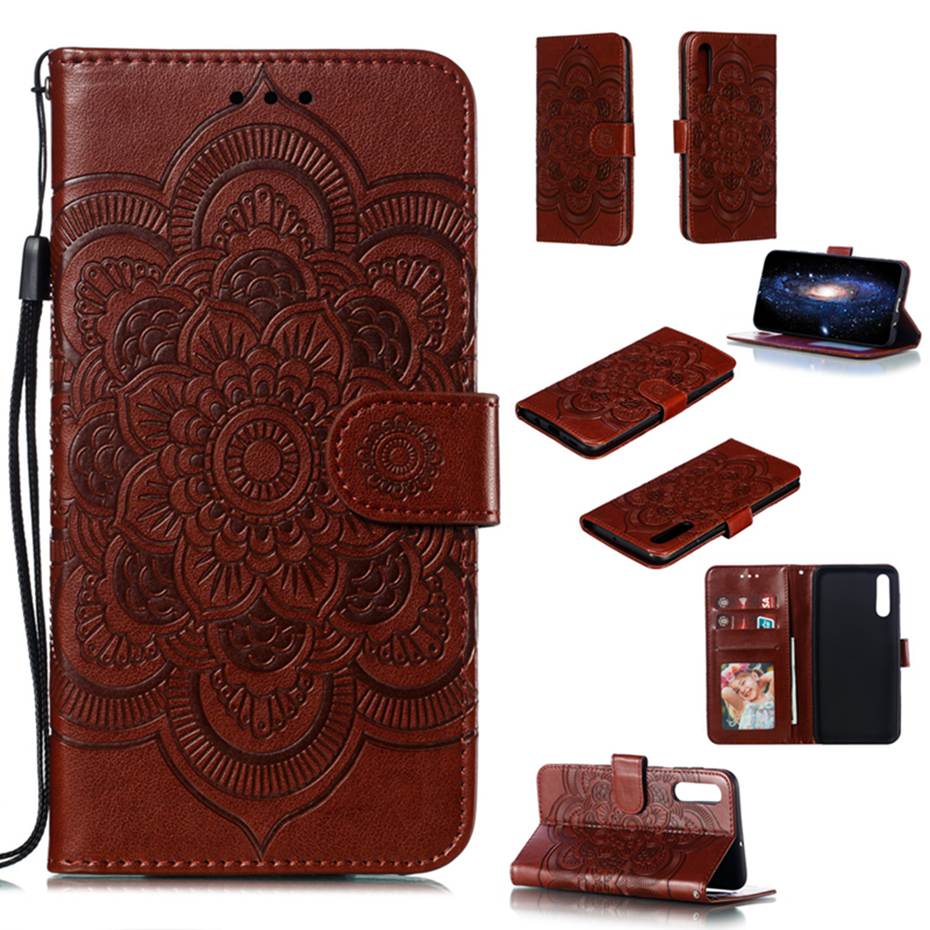 Case Xiaomi Mi 9 SE #เคสฝาพับหนัง PU ปั้มลาย Imprint Mandala Flower
