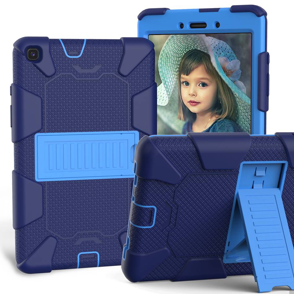 เคส Samsung Galaxy Tab A 8.0 2019 SM-T290 T295 T297 #เคสฝาหลังไฮบริดกันกระแทก Shock Proof Tablet Hybrid Cover Dual Color PC + Silicone Kickstand