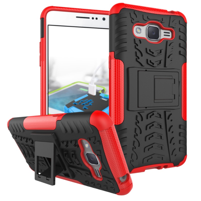 เคส Samsung Galaxy J2 Prime #เคสฝาหลังกันลื่น Cool Tyre Pattern Kickstand (PC + TPU) #เคสคุณภาพดีราคาถูก