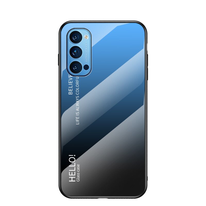 เคส OPPO Reno 4 Pro 5G #เคสฝาหลัง Gradient Color Glass + PC + TPU Hybrid Case