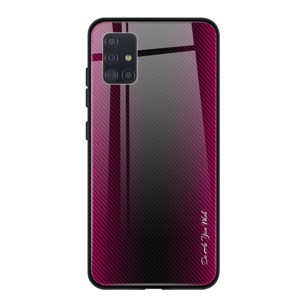 Case Samsung Galaxy A51 #เคสฝาหลังด้านหลังผิวกระจกนิรภัยไล่ระดับสีขอบนิ่ม Gradient Tempered Glass Back + Soft TPU Edge