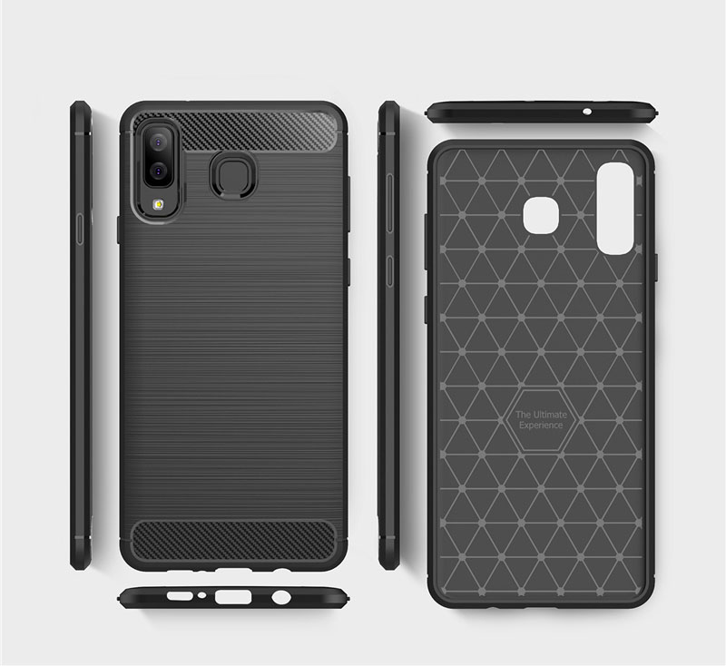Case Samsung Galaxy A8 Star #เคสฝาหลัง TPU นิ่มคาร์บอนไฟเบอร์ผิวแบบขัดแปรง